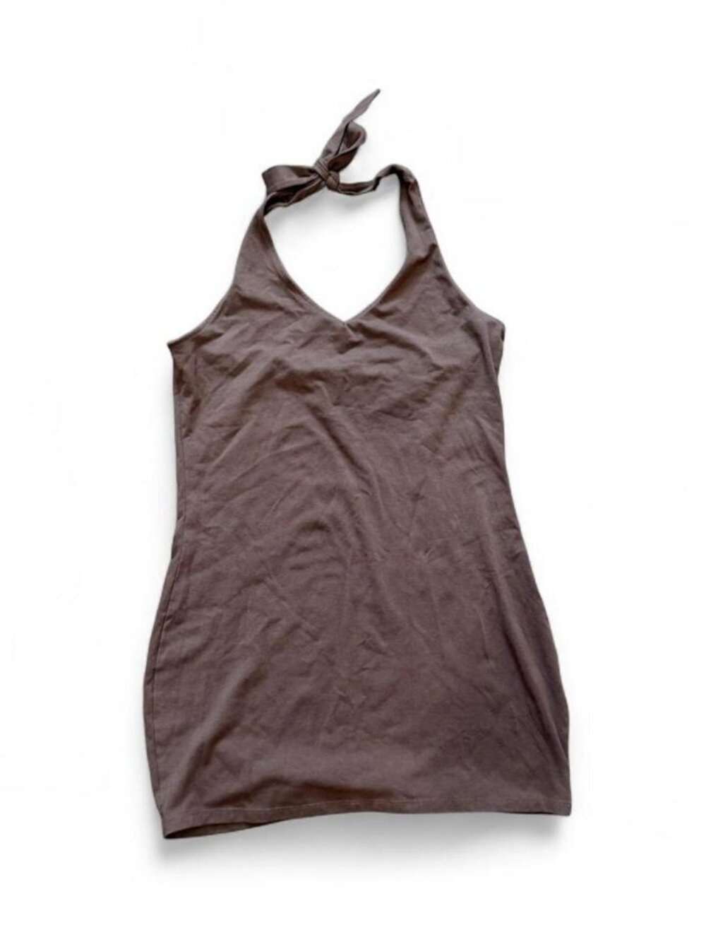 Brown Halter Neck Mini Dress